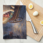 Pommerse Kerst Feestelijk Seizoen Geborsteld Theedoek (Quarter Fold)