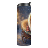 Pommerse Kerst Feestelijk Seizoen Geborsteld Thermosbeker (Gedraaid links)