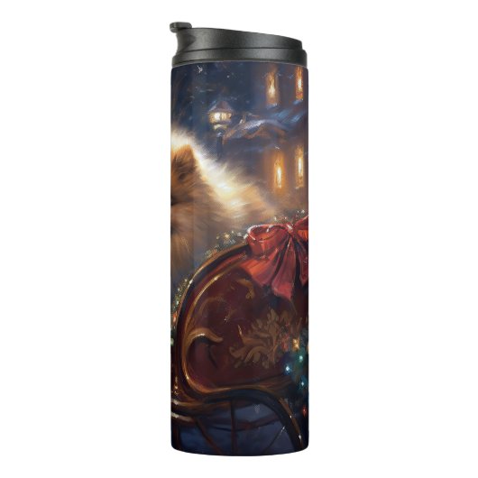 Pommerse Kerst Feestelijk Seizoen Geborsteld Thermosbeker (Geroteerd rechts)