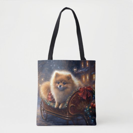 Pommerse Kerst Feestelijk Seizoen Geborsteld Tote Bag (Voorkant)