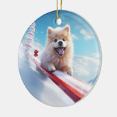 Pommerse kerst, hondenherdenkingsgeschenk, hondenl keramisch ornament (Links)