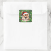 Pommerse Kerst Waterverf Dog Mailing Vierkante Sticker (Tas)
