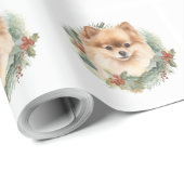 Pommerse Kerstkrans Feestelijke Pup Cadeaupapier (Rol Hoek)