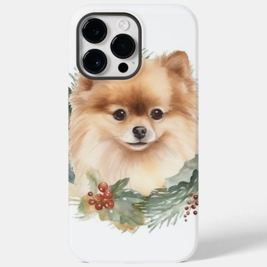Pommerse Kerstkrans Feestelijke Pup Case-Mate iPhone Case (Achterkant)