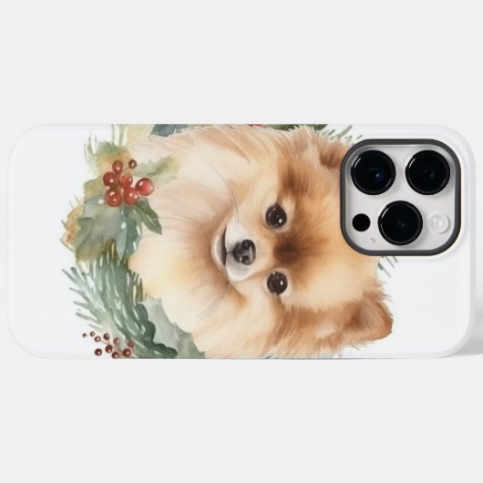 Pommerse Kerstkrans Feestelijke Pup Case-Mate iPhone Case (Achterkant (horizontaal))