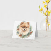 Pommerse Kerstkrans Feestelijke Pup Kaart (Gele Bloem)