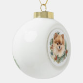 Pommerse Kerstkrans Feestelijke Pup Keramische Bal Ornament (Links)