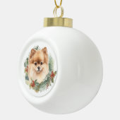 Pommerse Kerstkrans Feestelijke Pup Keramische Bal Ornament (Rechts)