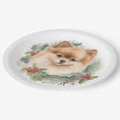 Pommerse Kerstkrans Feestelijke Pup Papieren Bordje (Gekanteld)