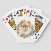 Pommerse Kerstkrans Feestelijke Pup Pokerkaarten (Achterkant)