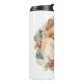 Pommerse Kerstkrans Feestelijke Pup Thermosbeker (Gedraaid links)