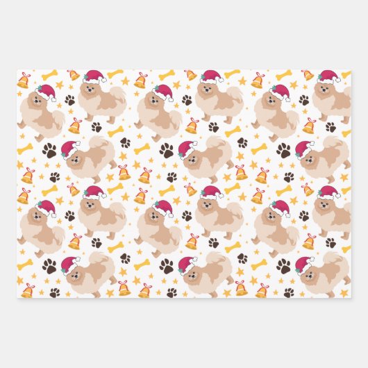 Pommerse kerstmis met kersthoed inpakpapier vel (Voorkant 3)