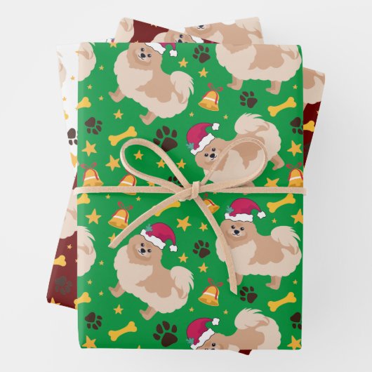 Pommerse kerstmis met kersthoed inpakpapier vel (In situ)