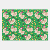 Pommerse kerstmis met kersthoed inpakpapier vel (Voorkant)