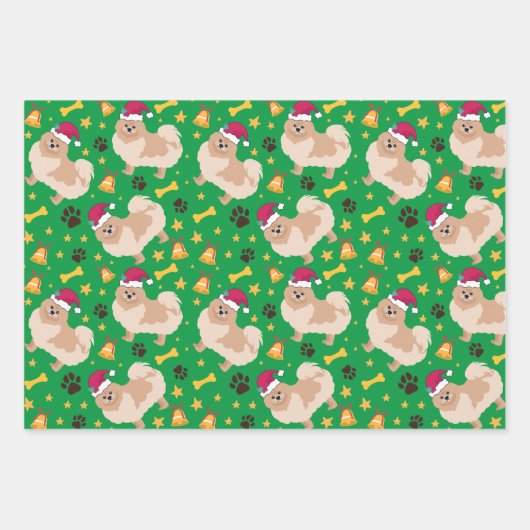 Pommerse kerstmis met kersthoed inpakpapier vel (Voorkant)