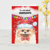 Pommerse kleindochter wenst kerstman kaart (Gele Bloem)