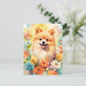 Pommerse kleurrijke waterverf kunstwerk briefkaart (Staand voorkant)