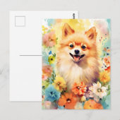 Pommerse kleurrijke waterverf kunstwerk briefkaart (Voorkant / Achterkant)