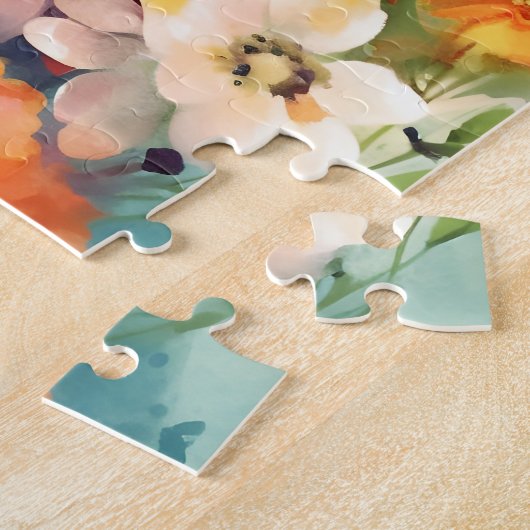 Pommerse kleurrijke waterverf kunstwerk legpuzzel (Zijkant)