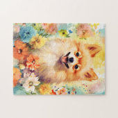 Pommerse kleurrijke waterverf kunstwerk legpuzzel (Horizontaal)