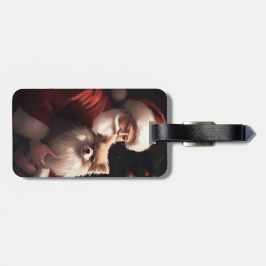 Pommerse met Sinterklaas Feestelijke Kerstmis Bagagelabel (Achterkant horizontaal)