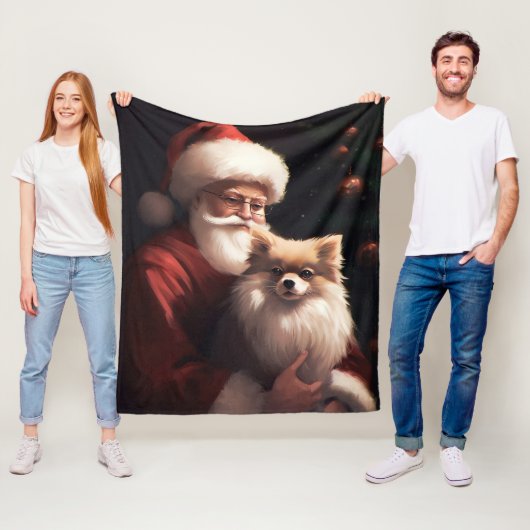 Pommerse met Sinterklaas Feestelijke Kerstmis Fleece Deken (In situ)