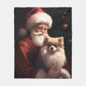 Pommerse met Sinterklaas Feestelijke Kerstmis Fleece Deken (Voorkant)