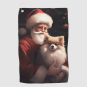 Pommerse met Sinterklaas Feestelijke Kerstmis Golfhanddoek (Voorkant)