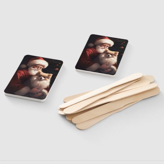 Pommerse met Sinterklaas Feestelijke Kerstmis Handwaaier (Niet-gemonteerd)