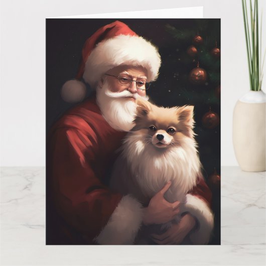 Pommerse met Sinterklaas Feestelijke Kerstmis Kaart (Voorkant)