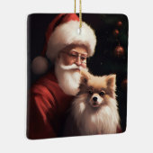 Pommerse met Sinterklaas Feestelijke Kerstmis Keramisch Ornament (Rechts)
