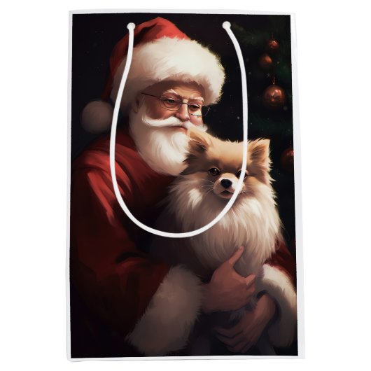 Pommerse met Sinterklaas Feestelijke Kerstmis Medium Cadeauzakje (Voorkant)