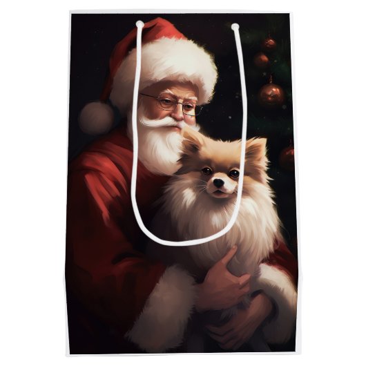 Pommerse met Sinterklaas Feestelijke Kerstmis Medium Cadeauzakje (Achterkant)