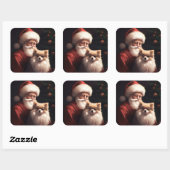 Pommerse met Sinterklaas Feestelijke Kerstmis Vierkante Sticker (Vel)