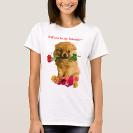 Pommerse puppy ben mijn Valentijn Roos T-shirt