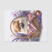 Pommerse Puppy Dog Waterverf Bloemen Decoupage Tissuepapier (Voorkant)