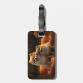 Pommerse Puppy Herfst Verrukking Pompoen Bagagelabel (Achterkant verticaal)