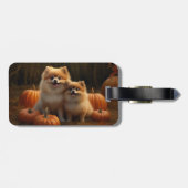 Pommerse Puppy Herfst Verrukking Pompoen Bagagelabel (Achterkant horizontaal)