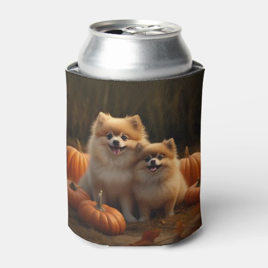 Pommerse Puppy Herfst Verrukking Pompoen Blikjeskoeler (Blikje Voorkant)