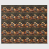 Pommerse Puppy Herfst Verrukking Pompoen Cadeaupapier (Vlak)