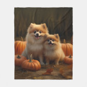 Pommerse Puppy Herfst Verrukking Pompoen Fleece Deken (Voorkant)