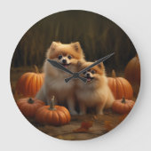 Pommerse Puppy Herfst Verrukking Pompoen Grote Klok (Voorkant)