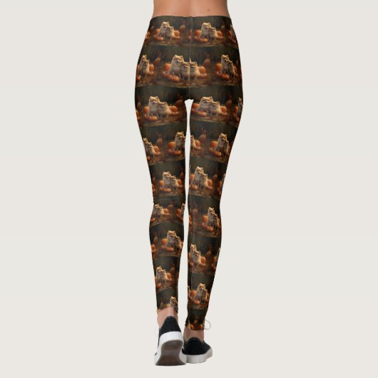 Pommerse Puppy Herfst Verrukking Pompoen Leggings (Achterkant)