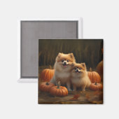 Pommerse Puppy Herfst Verrukking Pompoen Magneet (Voorkant / Achterkant)