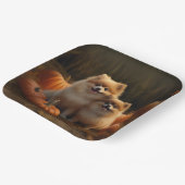 Pommerse Puppy Herfst Verrukking Pompoen Papieren Bordje (Gebogen)