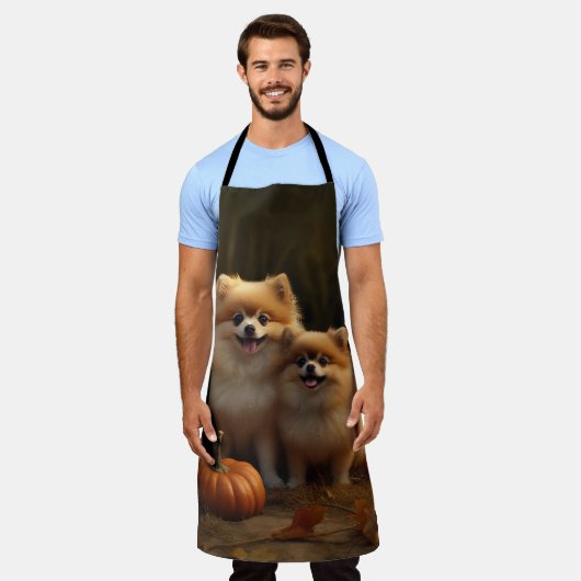 Pommerse Puppy Herfst Verrukking Pompoen Schort (Gedragen)