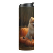 Pommerse Puppy Herfst Verrukking Pompoen Thermosbeker (Gedraaid links)