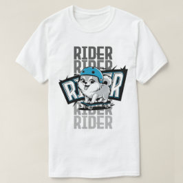 Pommerse puppy op een skateboard t-shirt