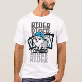 Pommerse puppy op een skateboard t-shirt