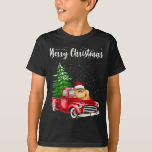 Pommerse Riding Red Truck Merry Kersthond Lo T-shirt